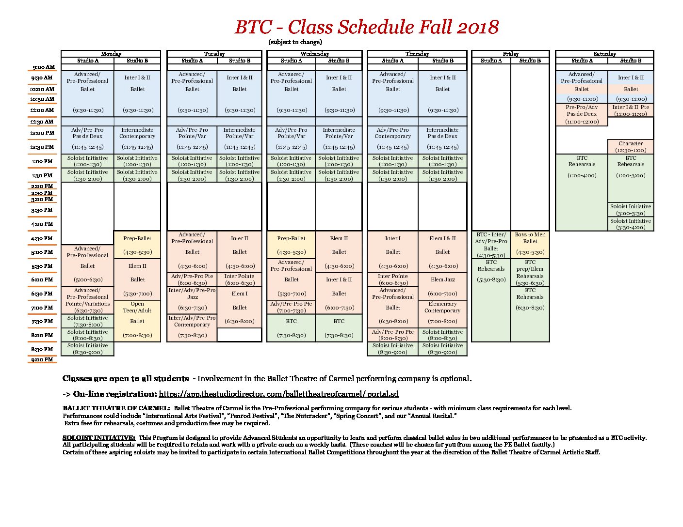btc class schedule